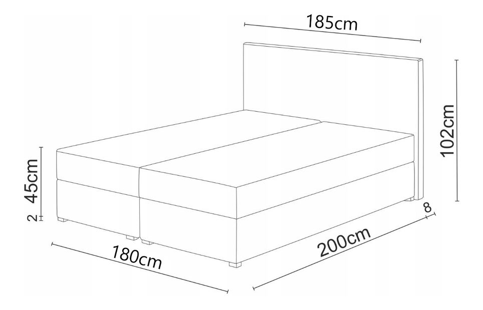 Manželská posteľ Boxspring 180x200 cm Waller Comfort (tmavomodrá) (s roštom a matracom)