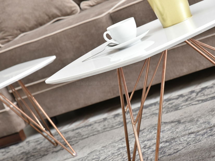 Dohányzóasztal Petal Zest Xl2 (fehér + réz)