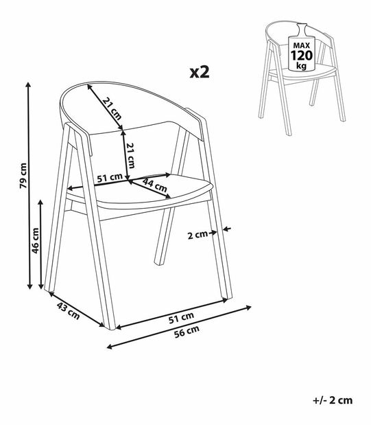 Set 2 ks jedálenských stoličiek Yugo (tmavé drevo) 