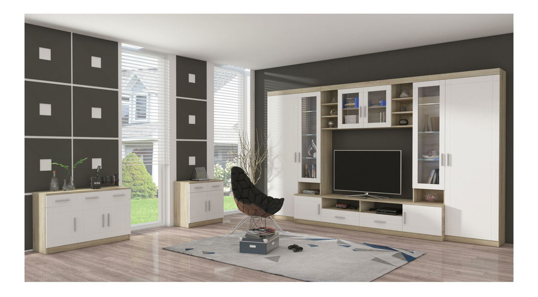 Mobilier living Porton 1 (stejar sonoma + alb)