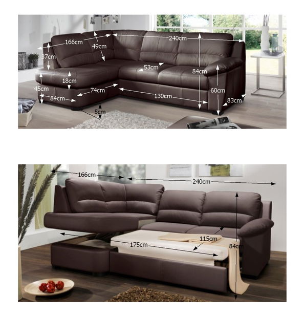 Kožená rohová sedačka Dano (L)