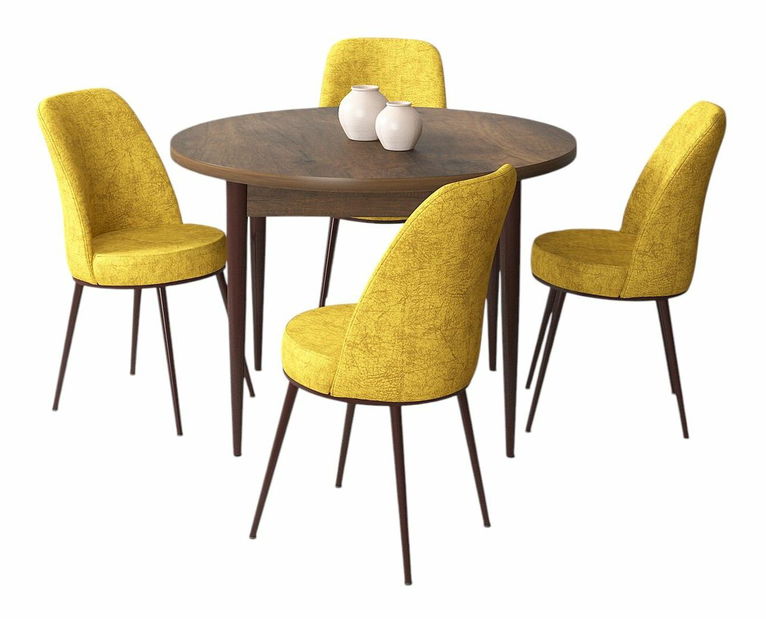 Jedálenský set Torra (orech barokový + horčicová) (pre 4 osoby)