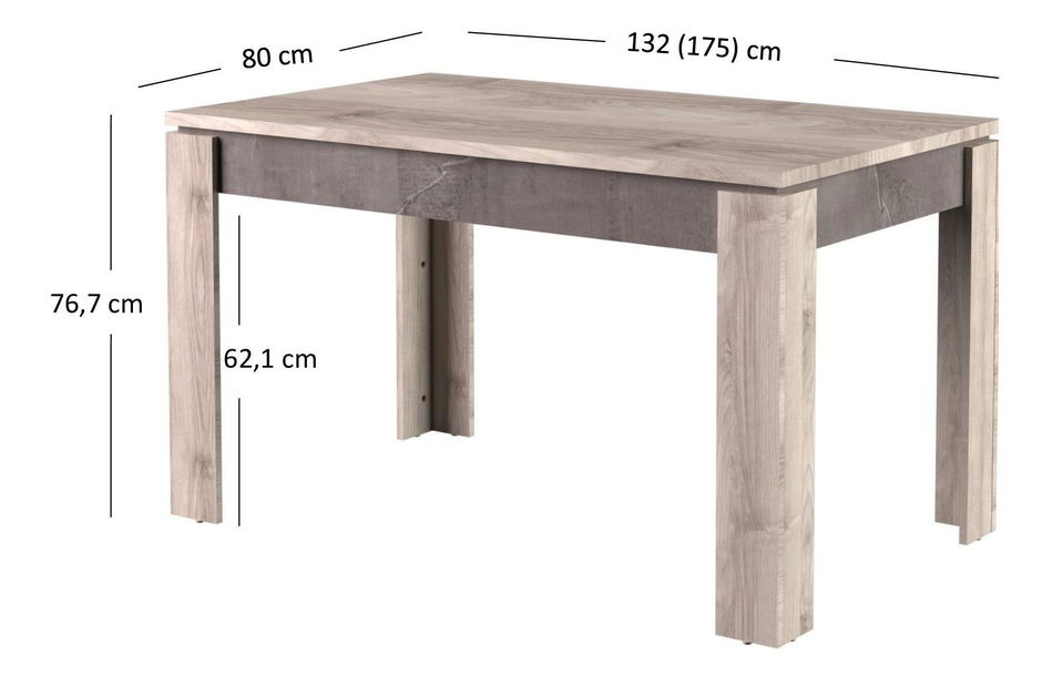 Masă de sufragerie extensibilă Japon (castan nairobi + onyx) (pentru 4-6 persoane)