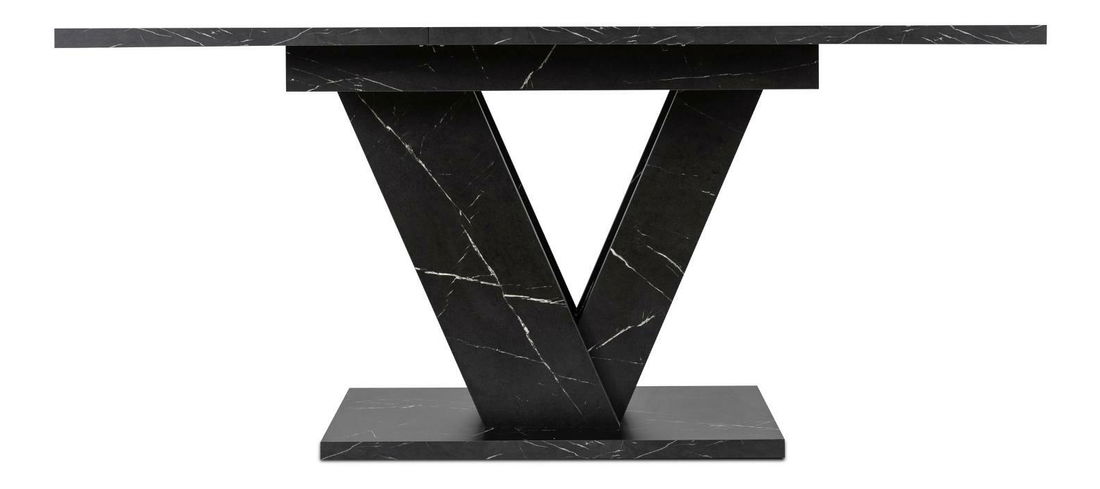 Blagovaonski stol na razvlačenje Comentado (crni mramor + zlatna) (za 4 do 6 osoba)