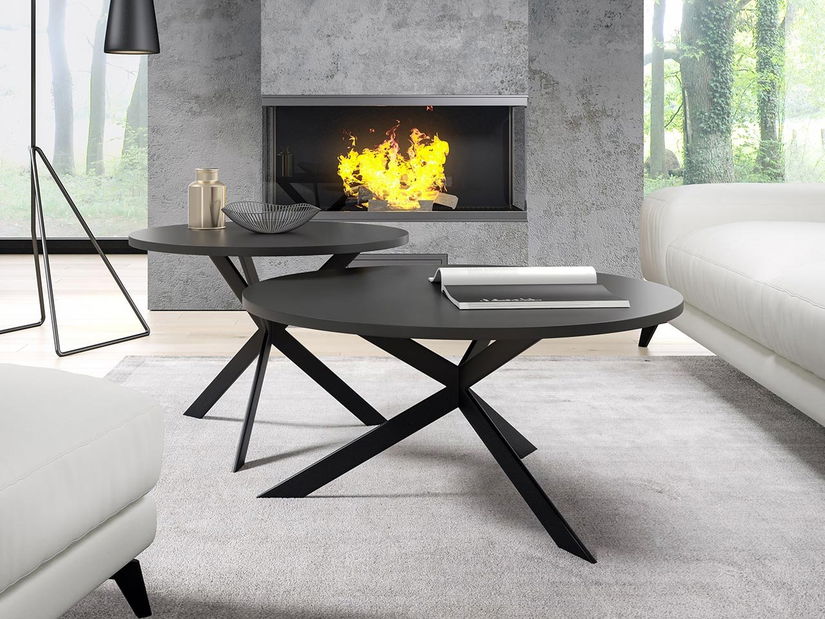 Set 2 măsuțe cafea Rokelas (Marmură bianco + Negru) 