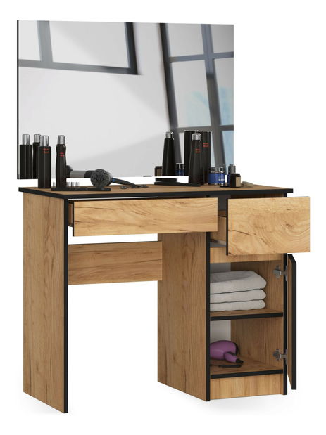 Toaletni stolić Parijat (hrast craft) (s ogledalom) (D)