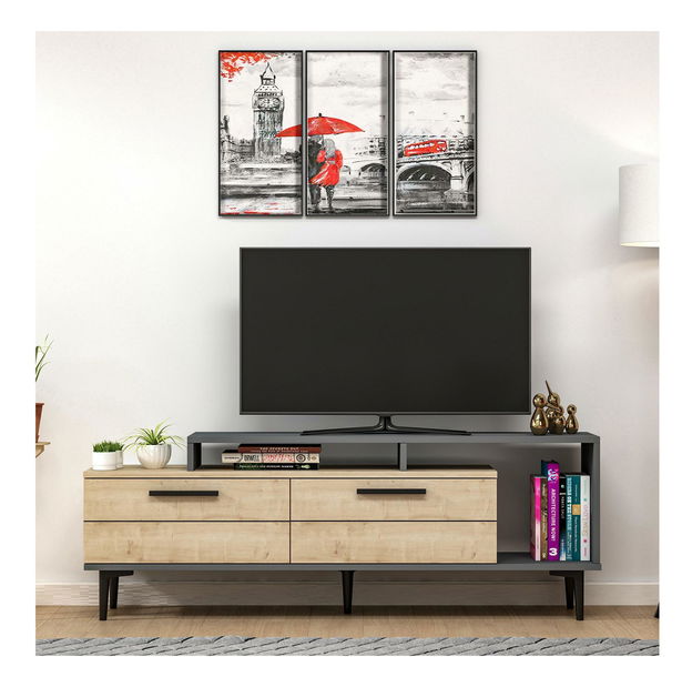 Masă TV/Dulap Kiniva (stejar zafir + antracit) 