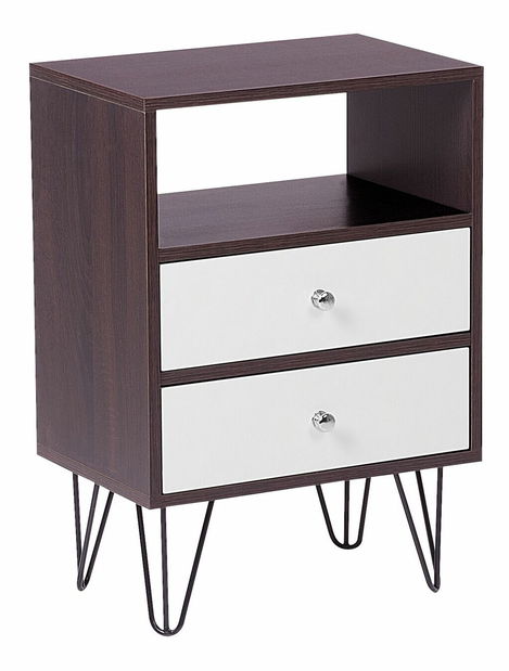 Noćni stolić ARVIE (MDF) (tamno drvo) (2 ladice)