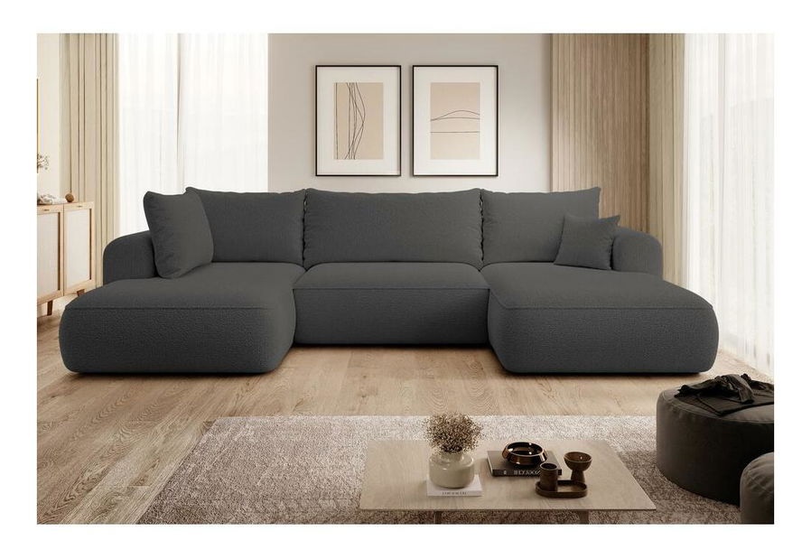 U alakú sarokkanapé Olivo U (B) (sötétszürke + fekete)