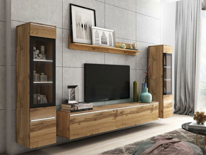 Nappali bútor Selwyn II (wotan) (fehér LED világítás)