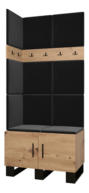 Set mobilier pentru hol Amanda 11 (Stejar artisan + Negru)