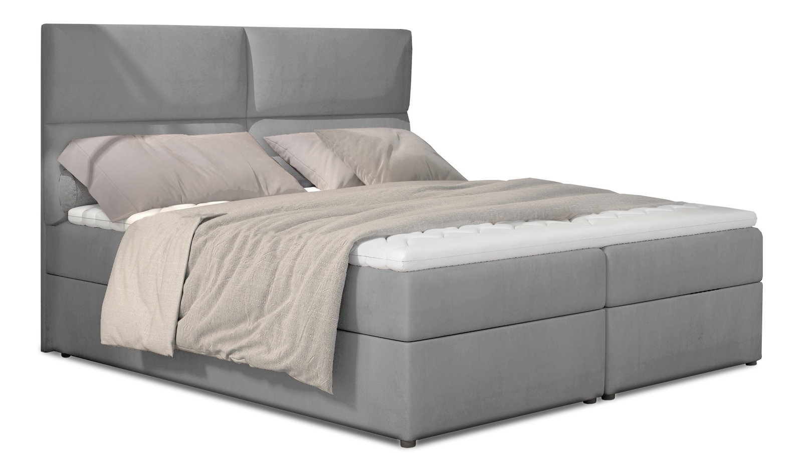 Franciaágy Boxspring 145 cm Alyce (világosszürke) (matracokkal)