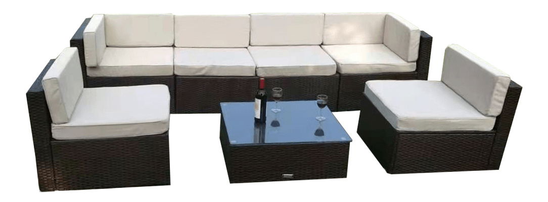 Set de grădină ratan Monde (negru + bej deschis) 