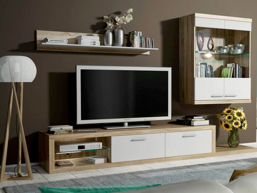 Obývacia stena Dolores P6D1DS (sonoma + biela) (s osvetlením)