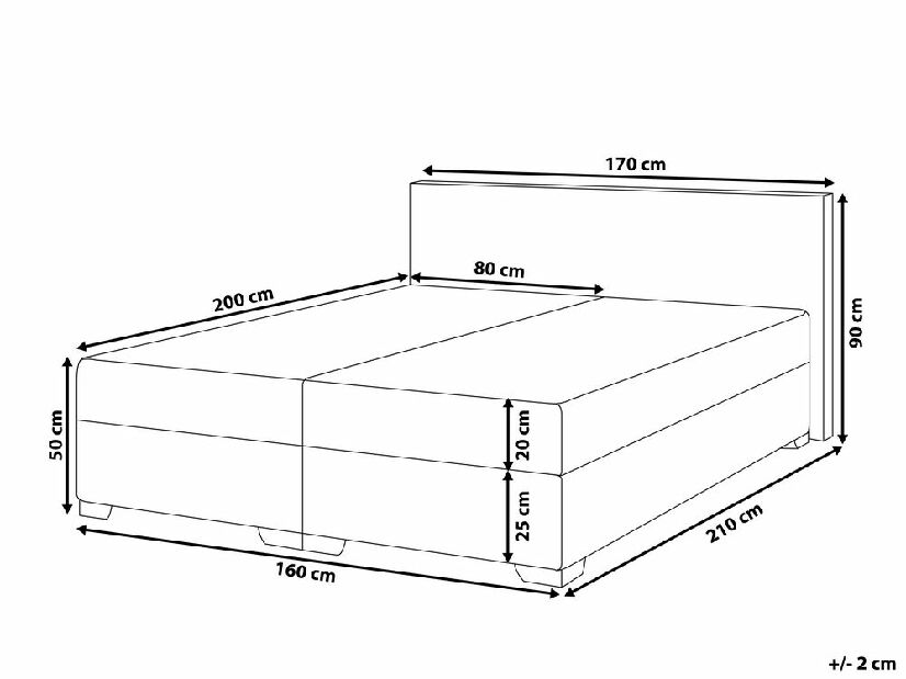 Pat matrimonial 160 cm PREMIER 2 (cu saltele) (negru)