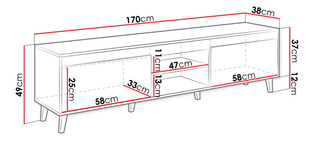 TV stolić/ormarić Evrona II (wotan + wotan + antracit)