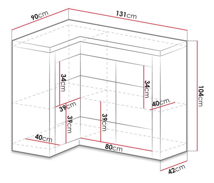 Rohová komoda Nadenas N15 O (jaseň tmavý) 