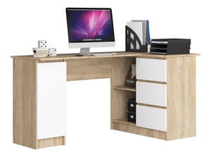 Kutni PC stolić Bevin (hrast sonoma + bijela) (D)