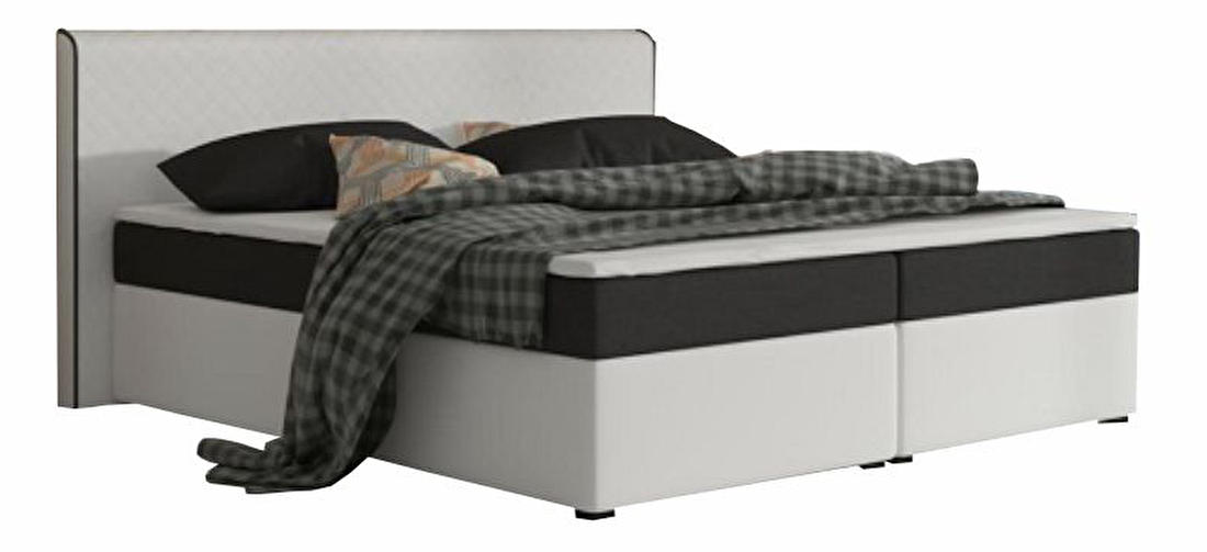 Bračni krevet Boxspring 180 cm Namakyra Megakomfort (bijela + crna) (s madracom i rešetkom) 