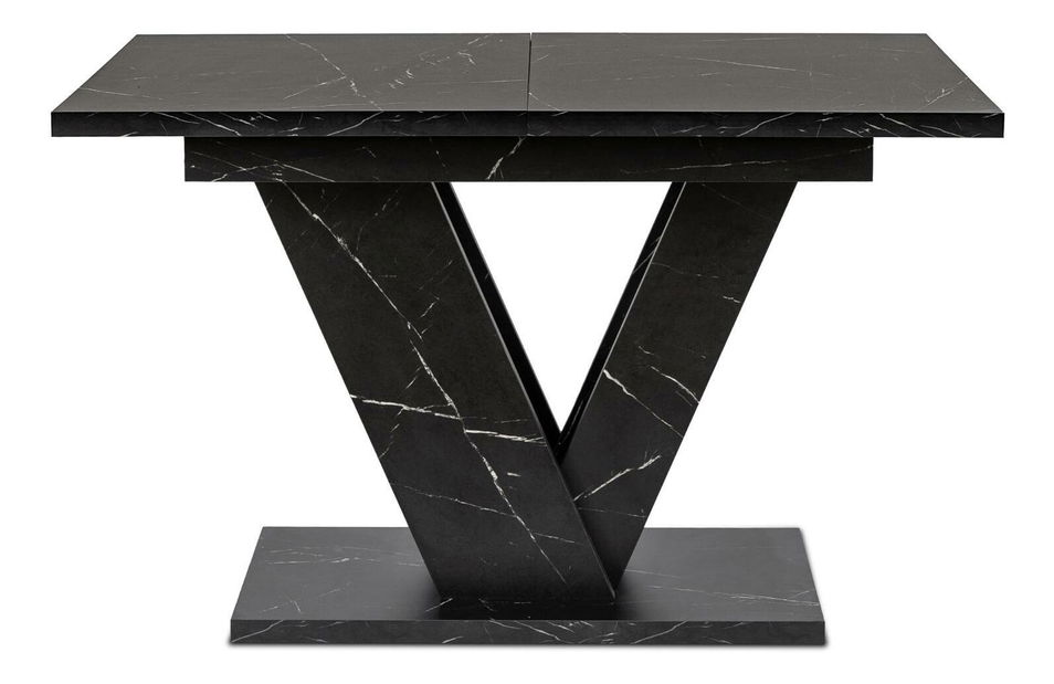 Blagovaonski stol na razvlačenje Comentado (crni mramor + zlatna) (za 4 do 6 osoba)