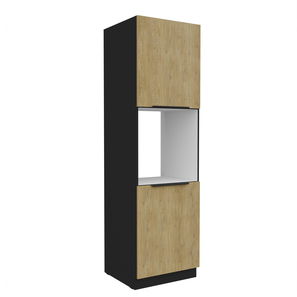 Potravinová kuchynská skrinka na rúru Carminia 60 DP-210 2F (dub cremona + čierna)