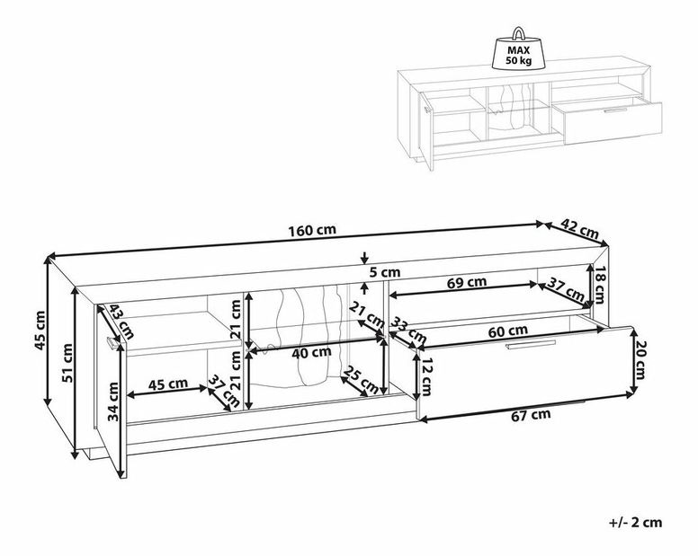 TV stolík/skrinka Marza (svetlé drevo)