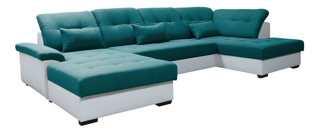 Rohová sedačka U Milton L+2F+BL (tyrkysová + biela) (L)