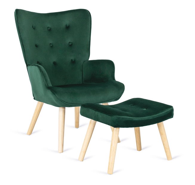 Fotel zsámollyal Lombardi (zöld) 