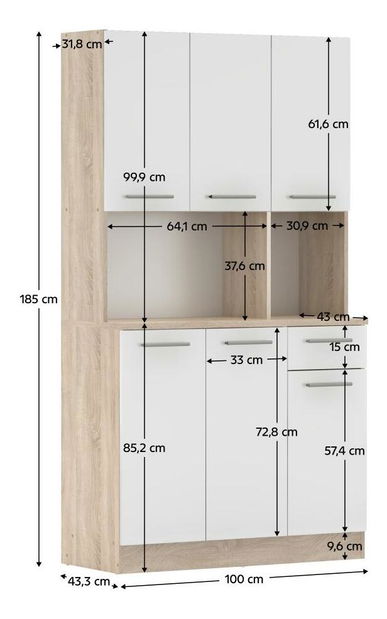 Colț bucătărie Palermo NEW (stejar sonoma + alb)