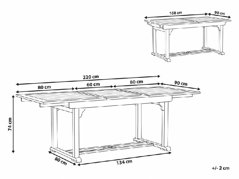 Masă de grădină extensibilă JAMBA (pentru 6 până la 8 persoane)