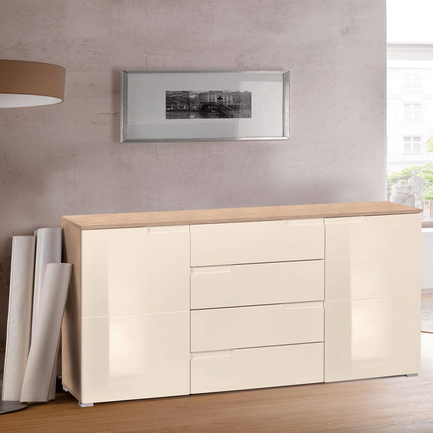 Kombinovaná komoda Merissa typ 2 (krémová + dub sonoma)