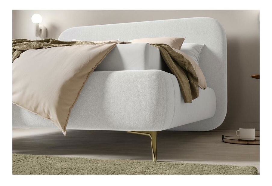 Pat matrimonial 160 cm Mononoke 160 (cu somieră) (alb + auriu)