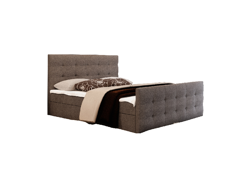 Pat matrimonial Boxspring 140 cm Milagros 2 (gri) ( cu saltea și sp. depozitare)