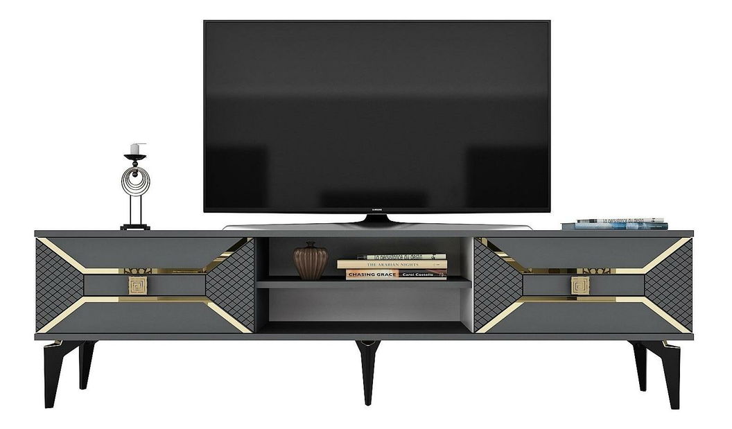 TV asztal/szekrény Velono (antracit + arany) 