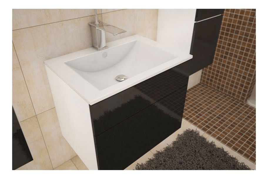 Kupaonski ormarić Maeve (bijela + crni ekstra visoki sjaj) 