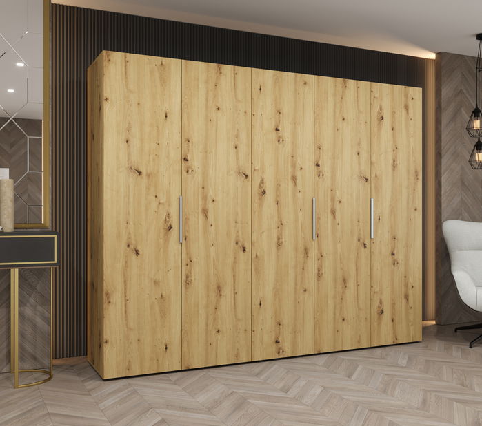 Ormar za garderobu 250 cm Mirabella 1 (hrast artisan + kašmir)