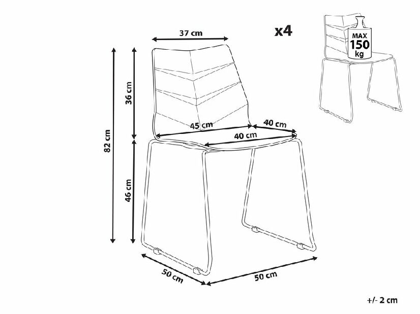 Set 4 buc scaun tip bar Huxley (gri)