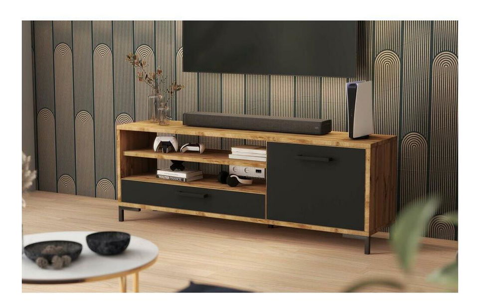 TV ormarić/stolić Cascade (hrast lancaster + crna)