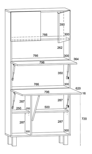 Masă PC Home (alb lucios + Stejar sonoma)