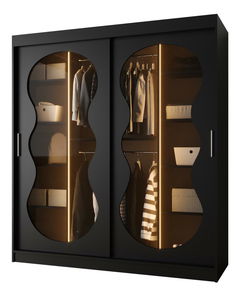 Dulap de haine 180 cm Boomer 3 (Negru) (cu iluminat)