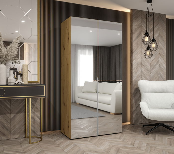 Dulap de haine 100 cm Alice 3 (Stejar artisan + Cașmir)