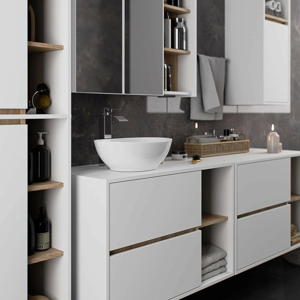 Kupaonski ormarić Vambos W50 2D 6P (bijela + hrast sonoma)