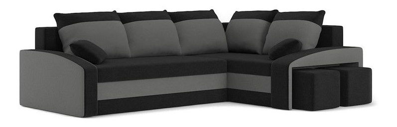 Sarokkanapé Gyan (fekete + szürke) (zsámollyal) (J)