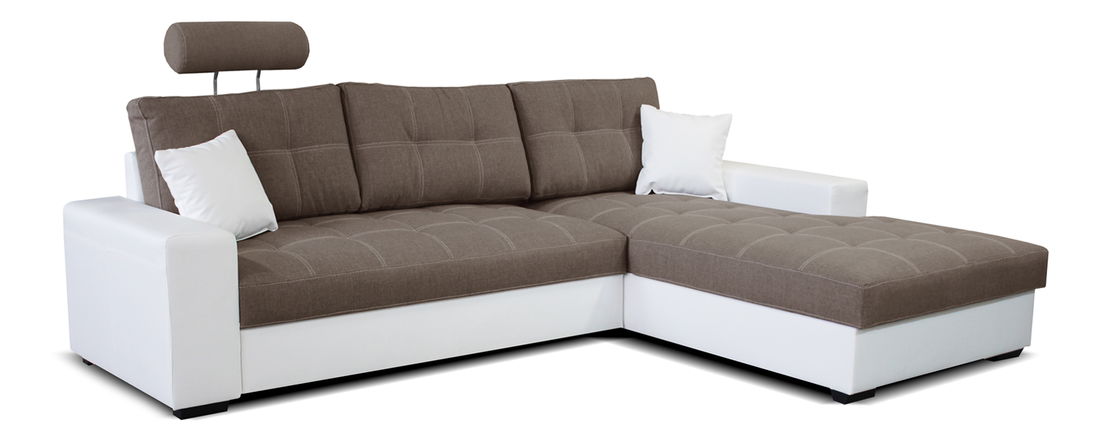 Rohová sedačka Corato 2F+L (tmavohnedá + biela) (P)