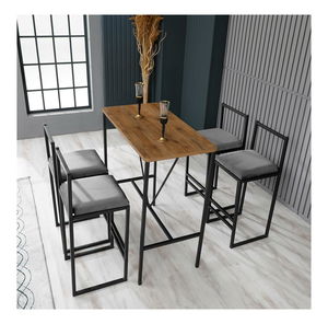 Jedálenský set Nathaniel (sivá + čierna + orech)