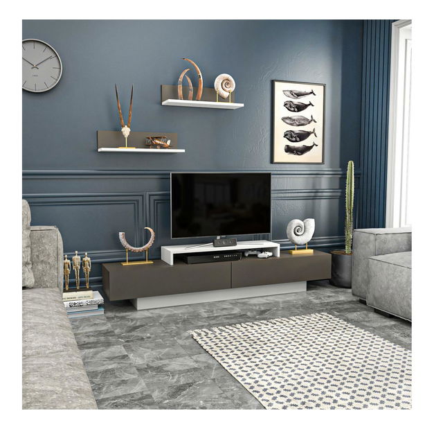 Obývacia stena Lusalona (biela + hnedá)