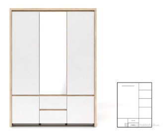 Dulap de haine Kaspian SZF5D2S (Stejar sonoma + Alb lucios)