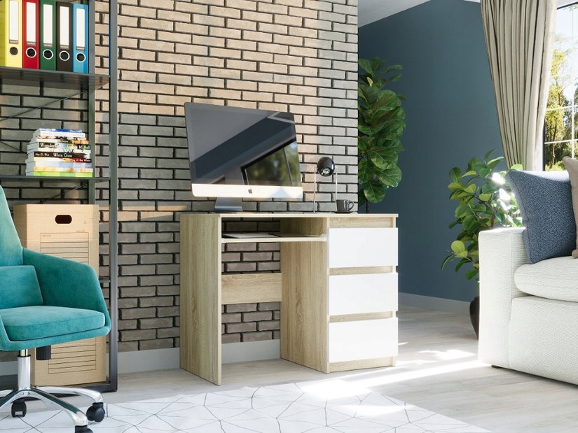 Masă PC Nubro (stejar sonoma + alb) (D)