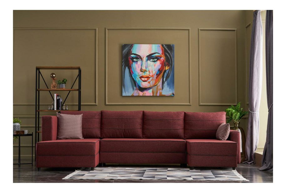 Rohová sedačka v tvare U Emilie (s úl. priestorom) (červená)