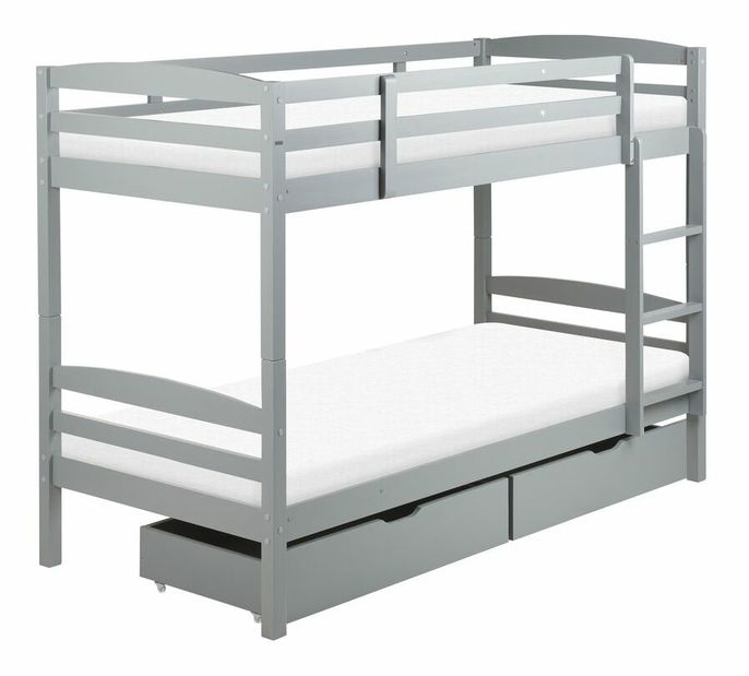 Poschodová posteľ 90 cm Reggeton (sivá) (s roštom a úložným priestorom)